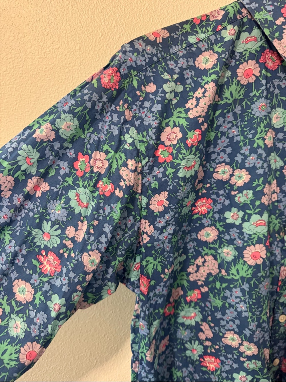 Vintage Liberty of London Floral Button Up Long Sleeve Blouse Blue Pink-14 US - Picture 4 of 9